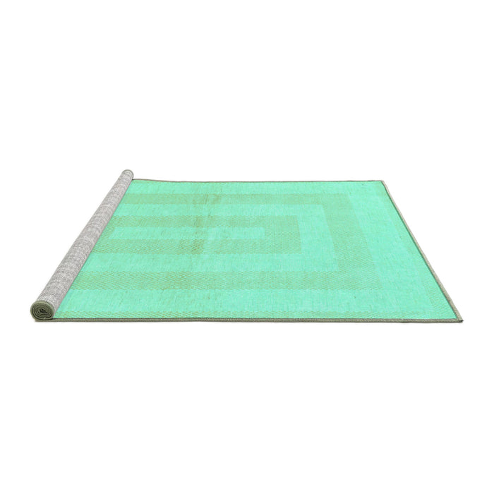 Sideview of Machine Washable Solid Turquoise Modern Area Rugs, wshabs1519turq
