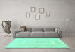 Machine Washable Solid Turquoise Modern Area Rugs in a Living Room,, wshabs1519turq