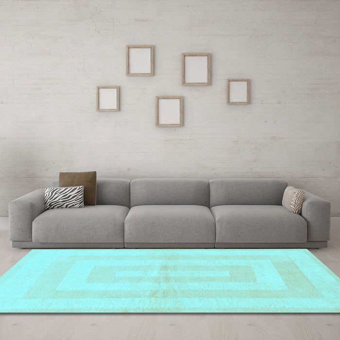 Machine Washable Solid Light Blue Modern Rug in a Living Room, wshabs1519lblu