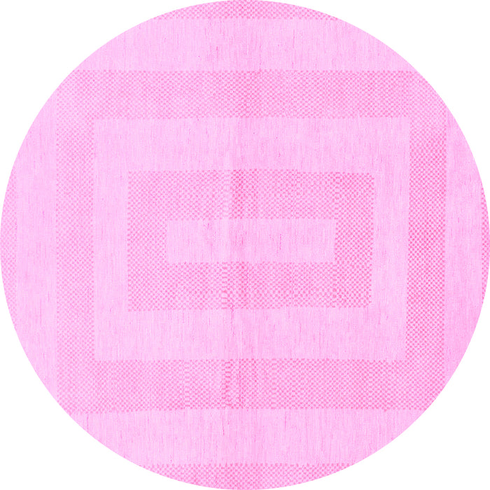 Round Machine Washable Solid Pink Modern Rug, wshabs1519pnk