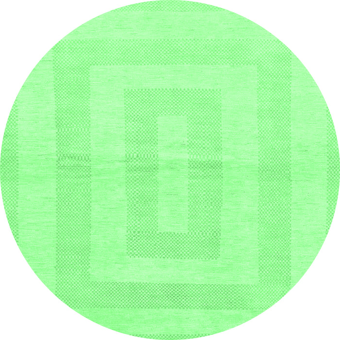 Round Machine Washable Solid Emerald Green Modern Area Rugs, wshabs1519emgrn