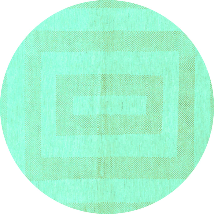 Round Solid Turquoise Modern Rug, abs1519turq