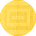 Round Solid Yellow Modern Rug, abs1519yw