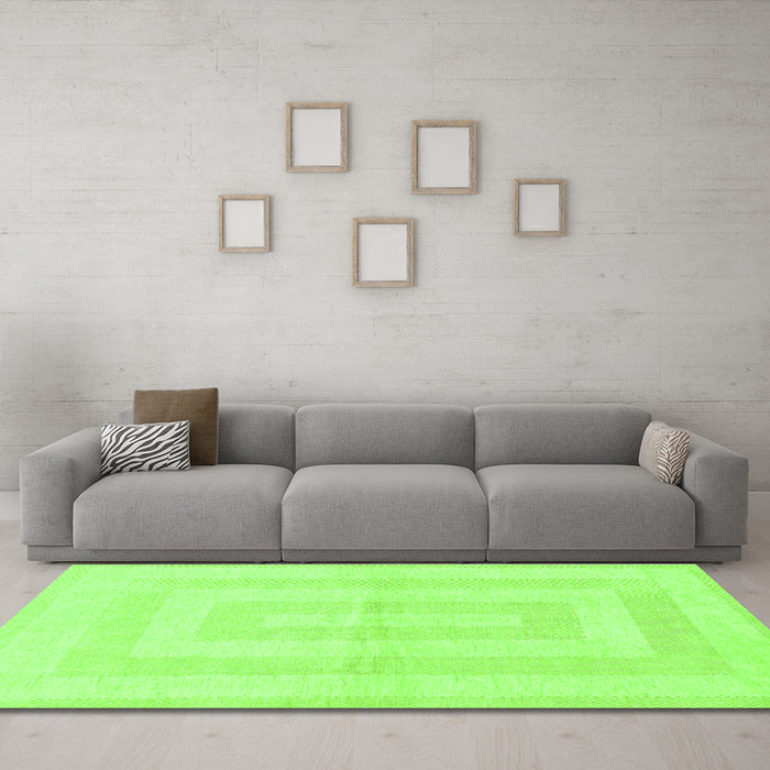 Machine Washable Solid Green Modern Area Rugs in a Living Room,, wshabs1519grn