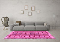 Machine Washable Abstract Pink Modern Rug, wshabs151pnk