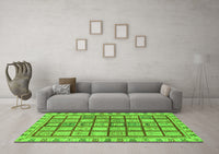 Machine Washable Abstract Green Modern Rug, wshabs151grn