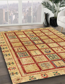 Abstract Red Modern Rug in Family Room, abs151