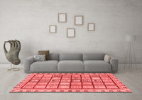 Machine Washable Abstract Red Modern Rug, wshabs151red