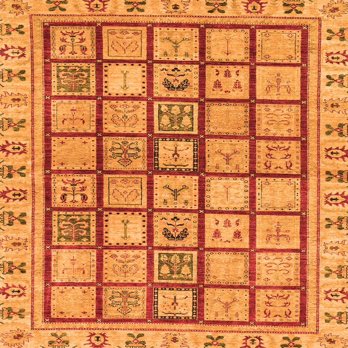 Square Machine Washable Abstract Orange Modern Area Rugs, wshabs151org