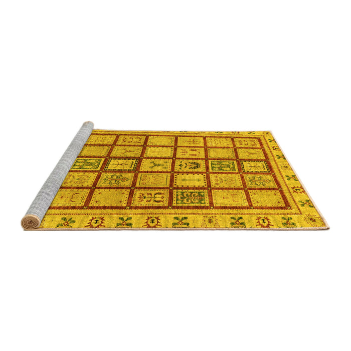 Sideview of Machine Washable Abstract Yellow Modern Rug, wshabs151yw