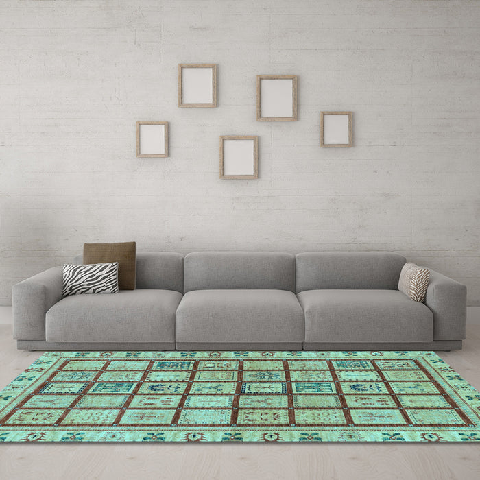 Machine Washable Abstract Light Blue Modern Rug in a Living Room, wshabs151lblu