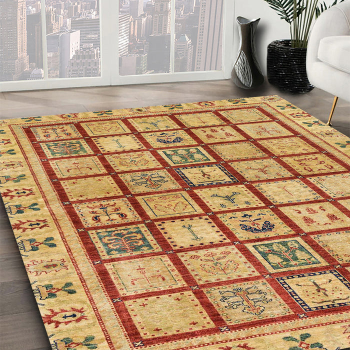 Abstract Red Modern Rug in Family Room, abs151