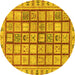 Round Abstract Yellow Modern Rug, abs151yw