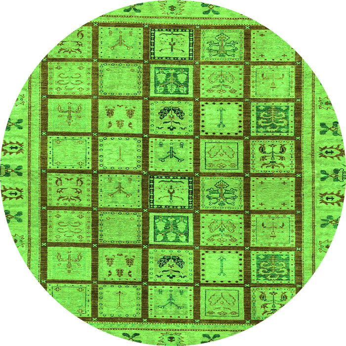 Round Abstract Green Modern Rug, abs151grn
