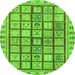 Round Machine Washable Abstract Green Modern Area Rugs, wshabs151grn