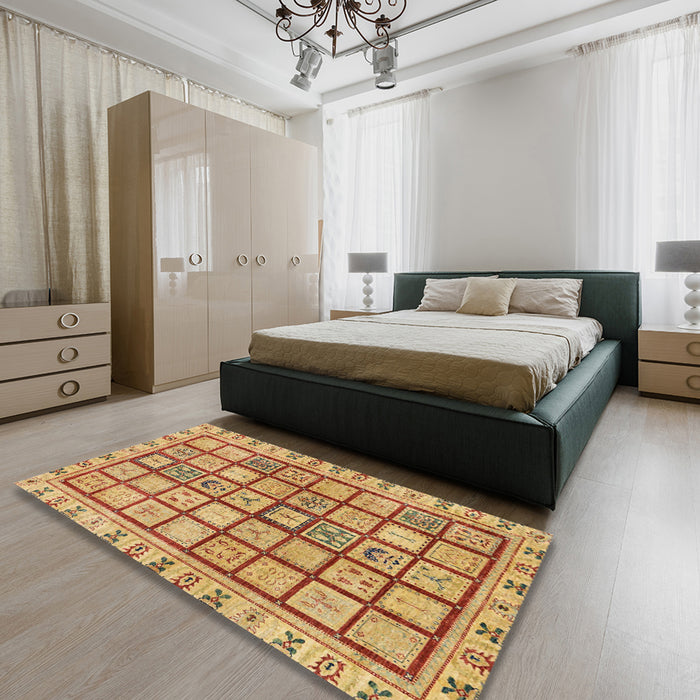Machine Washable Abstract Red Rug in a Bedroom, wshabs151