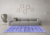 Machine Washable Abstract Blue Modern Rug, wshabs151blu