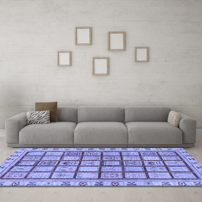 Machine Washable Abstract Blue Modern Rug in a Living Room, wshabs151blu