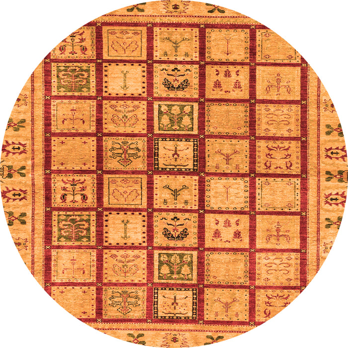 Round Abstract Orange Modern Rug, abs151org