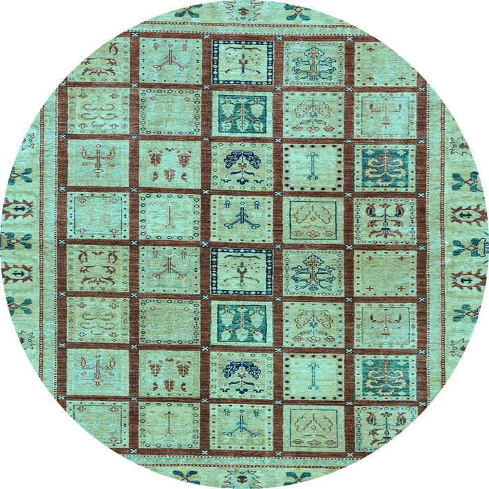 Round Machine Washable Abstract Light Blue Modern Rug, wshabs151lblu