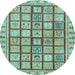 Round Machine Washable Abstract Light Blue Modern Rug, wshabs151lblu