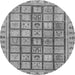 Round Machine Washable Abstract Gray Modern Rug, wshabs151gry