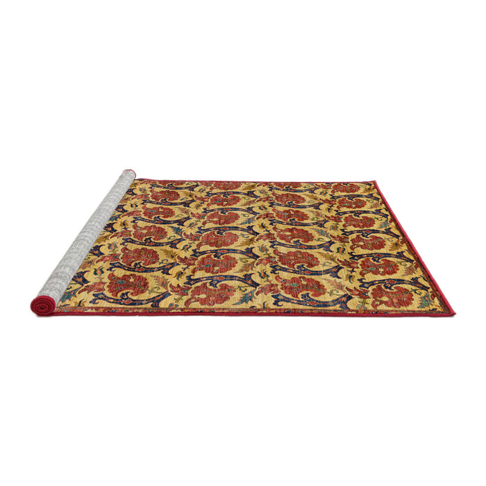 Sideview of Machine Washable Abstract Fire Brick Red Rug, wshabs152