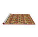 Sideview of Machine Washable Abstract Fire Brick Red Rug, wshabs152