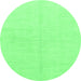 Round Machine Washable Solid Emerald Green Modern Area Rugs, wshabs1520emgrn