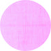 Round Machine Washable Solid Purple Modern Area Rugs, wshabs1520pur