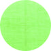 Round Machine Washable Solid Green Modern Area Rugs, wshabs1520grn