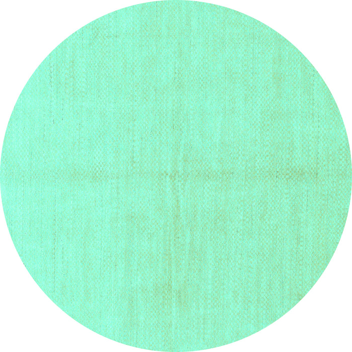 Round Machine Washable Solid Turquoise Modern Area Rugs, wshabs1520turq