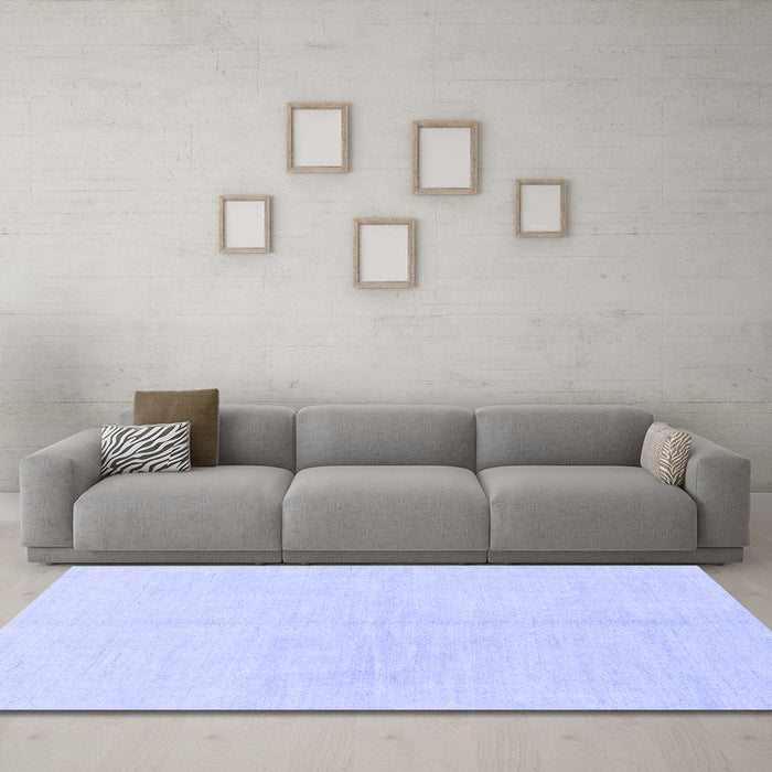Machine Washable Solid Blue Modern Rug in a Living Room, wshabs1520blu