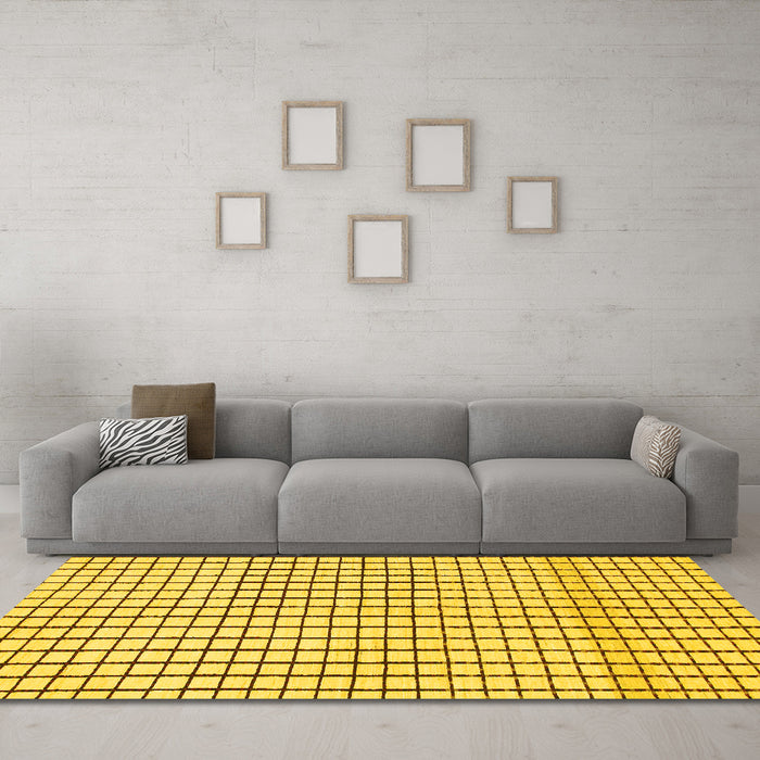 Machine Washable Solid Yellow Modern Rug in a Living Room, wshabs1521yw