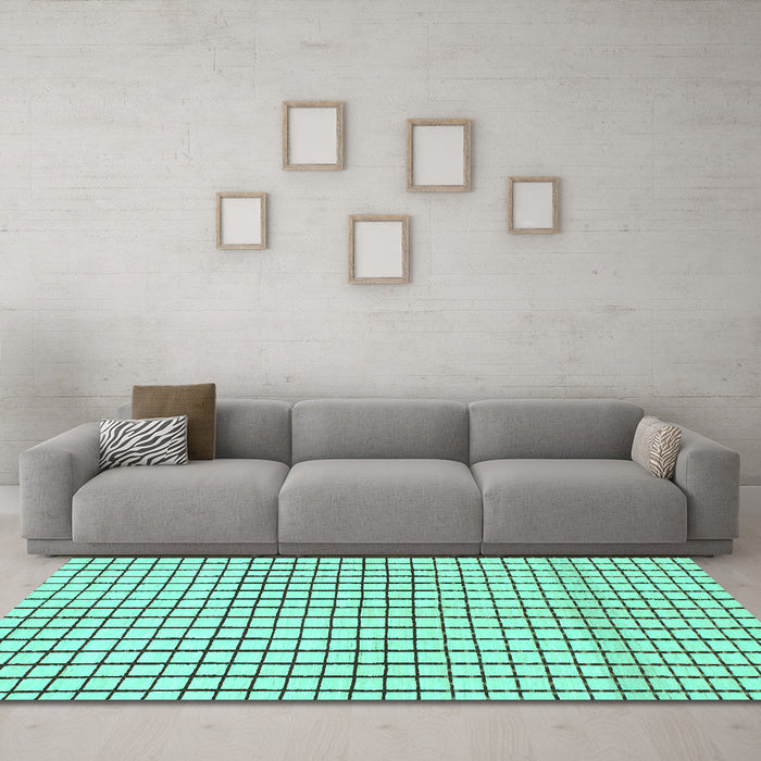 Machine Washable Solid Turquoise Modern Area Rugs in a Living Room,, wshabs1521turq
