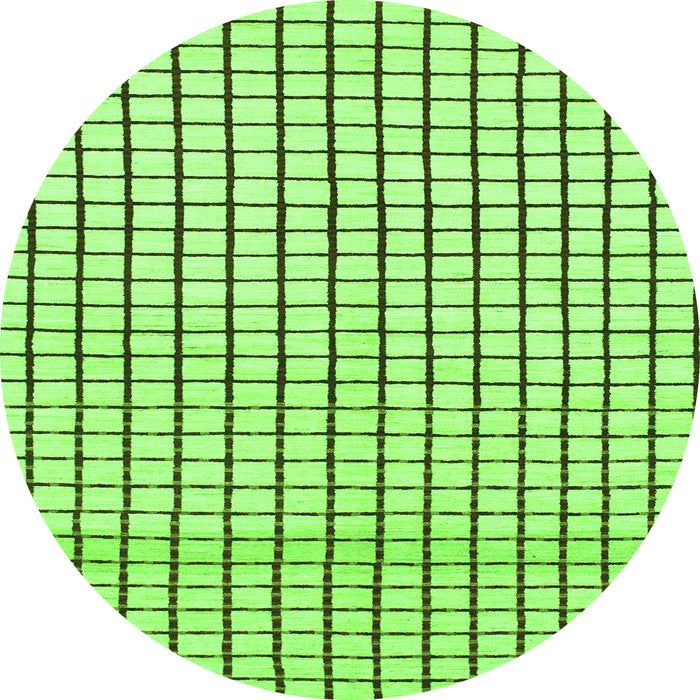 Round Machine Washable Solid Green Modern Area Rugs, wshabs1521grn