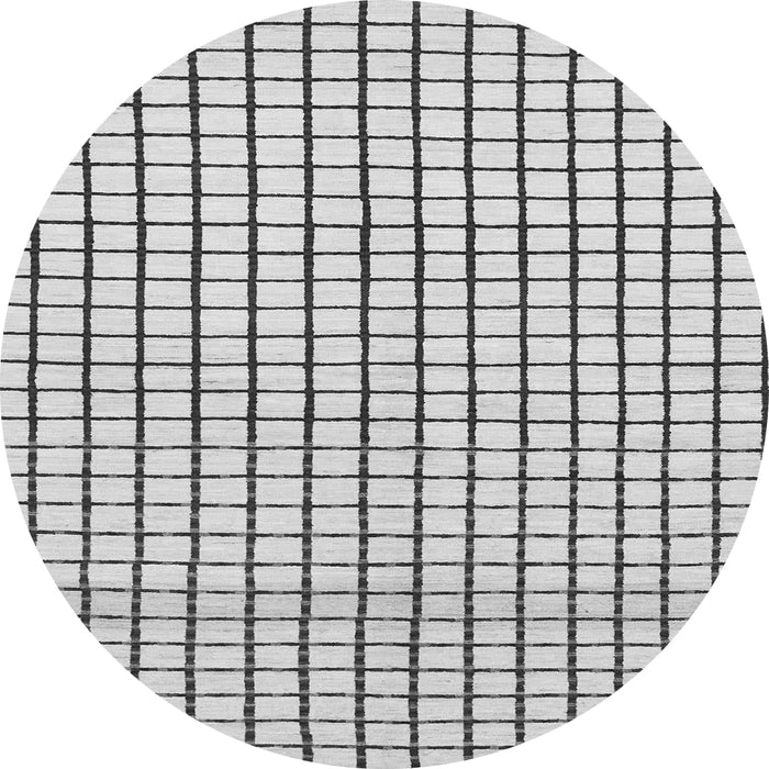 Round Machine Washable Solid Gray Modern Rug, wshabs1521gry
