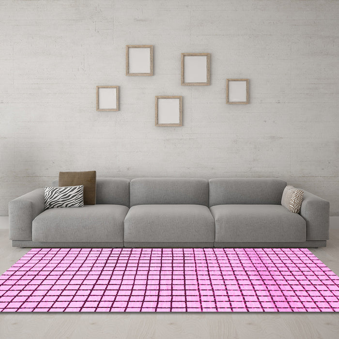 Machine Washable Solid Pink Modern Rug in a Living Room, wshabs1521pnk