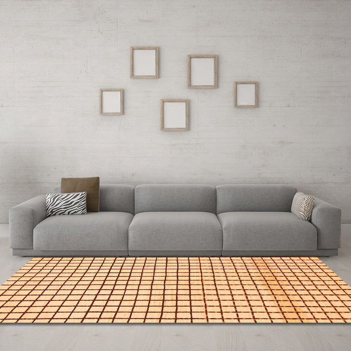 Machine Washable Solid Orange Modern Area Rugs in a Living Room, wshabs1521org