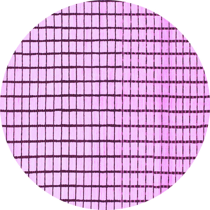 Round Machine Washable Solid Purple Modern Area Rugs, wshabs1521pur