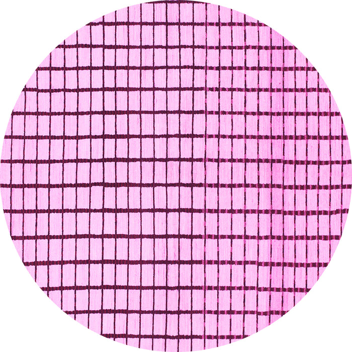 Round Machine Washable Solid Pink Modern Rug, wshabs1521pnk