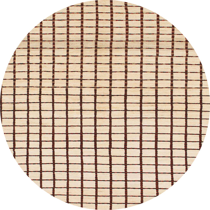 Round Abstract Rust Pink Solid Rug, abs1521