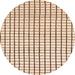 Round Abstract Rust Pink Solid Rug, abs1521