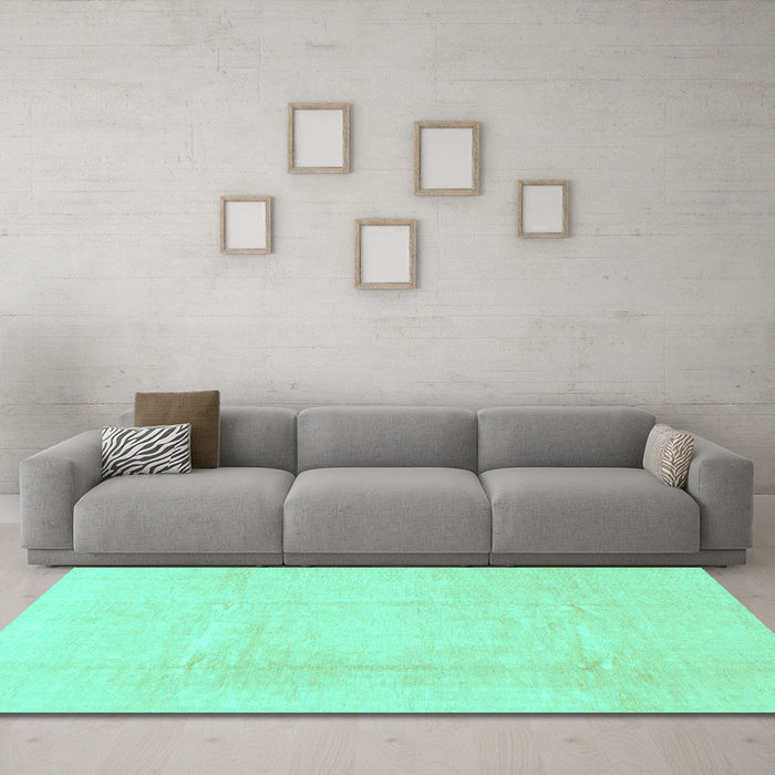 Machine Washable Solid Turquoise Modern Area Rugs in a Living Room,, wshabs1522turq