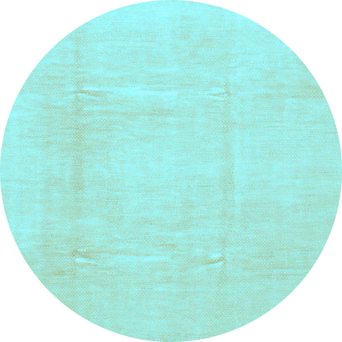 Round Machine Washable Solid Light Blue Modern Rug, wshabs1522lblu