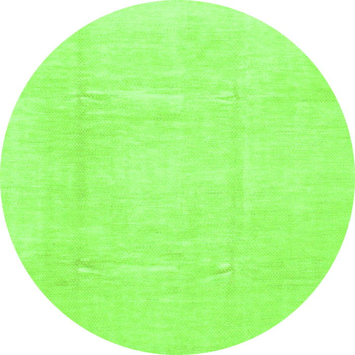 Round Machine Washable Solid Green Modern Area Rugs, wshabs1522grn