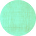 Round Solid Turquoise Modern Rug, abs1522turq