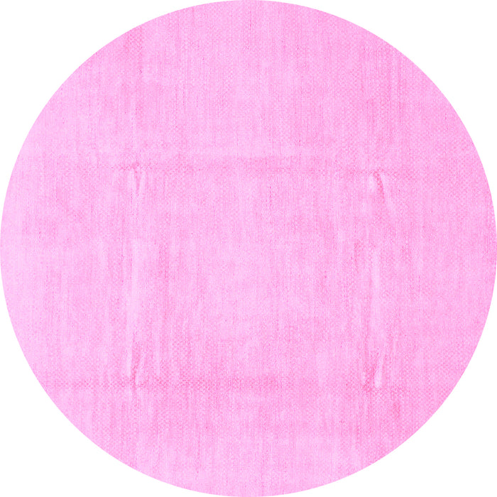 Round Machine Washable Solid Pink Modern Rug, wshabs1522pnk