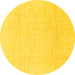 Round Abstract Yellow Modern Rug, abs1523yw