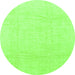 Round Machine Washable Abstract Green Modern Area Rugs, wshabs1523grn